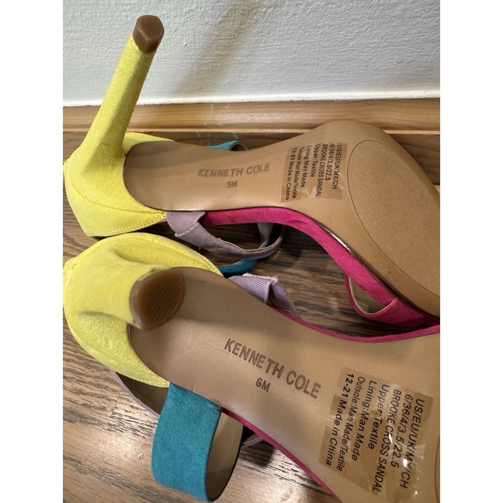 Kenneth Cole New York Brooke Cross Dress Sandals Multi Color Womens Heels Sz 6 - Picture 5 of 6